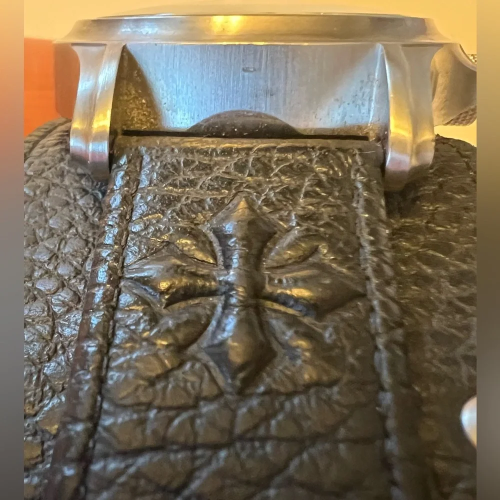 Affliction Avengers Watch Black Leather Studs Strap Winged Skull Tattoo Art Men - Picture 7 of 16